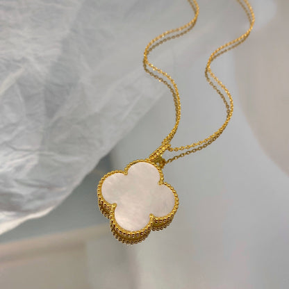 [Lucky Star]CLOVER 25MM MOP LARGE PENDANT NECKLACE