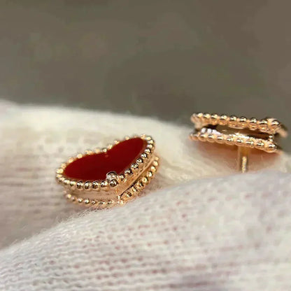 [Lucky Star]HEART CARNELIAN STUD EARRINGS