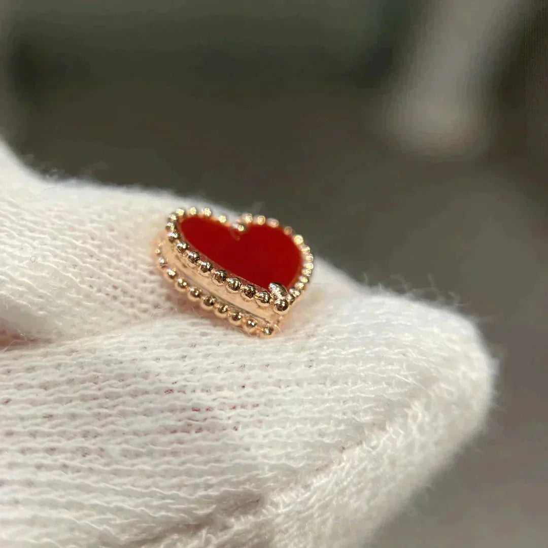 [Lucky Star]HEART CARNELIAN STUD EARRINGS