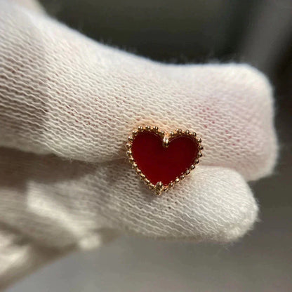 [Lucky Star]HEART CARNELIAN STUD EARRINGS