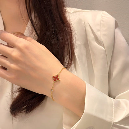 [Lucky Star]COLOR STAR CARNELIAN PINK GOLD DIAMOND BRACELET