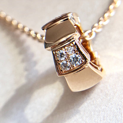 [Lucky Star]SERPENTI PEDANT DIAMOND PINK GOLD NECKLACE