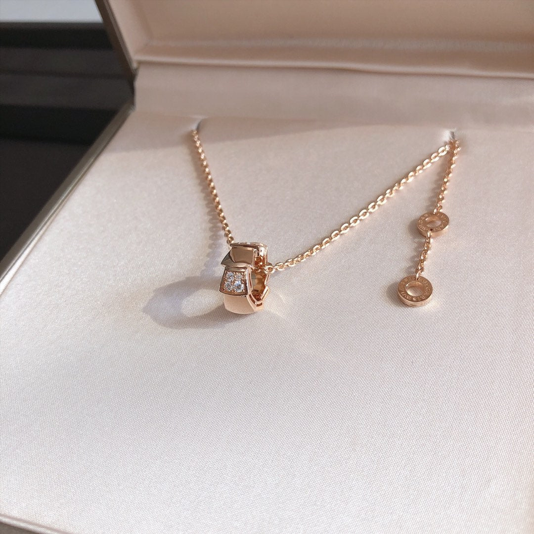 [Lucky Star]SERPENTI PEDANT DIAMOND PINK GOLD NECKLACE