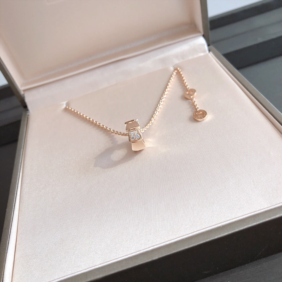 [Lucky Star]SERPENTI PEDANT DIAMOND PINK GOLD NECKLACE