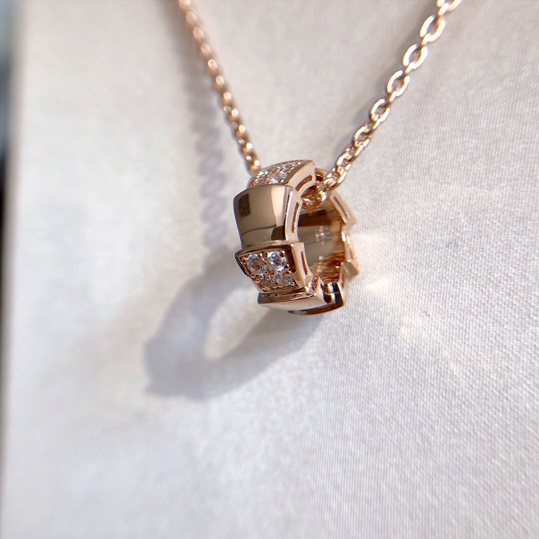 [Lucky Star]SERPENTI PEDANT DIAMOND PINK GOLD NECKLACE