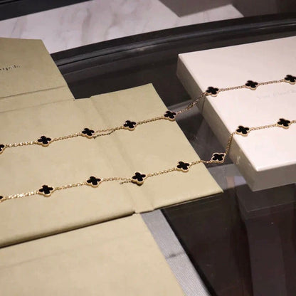 [Lucky Star]CLOVER 20 MOTIFS ONYX NECKLACE