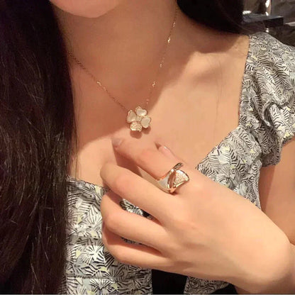 [Lucky Star]CLOVER MOP DIAMOND ROSE GOLD NECKLACE