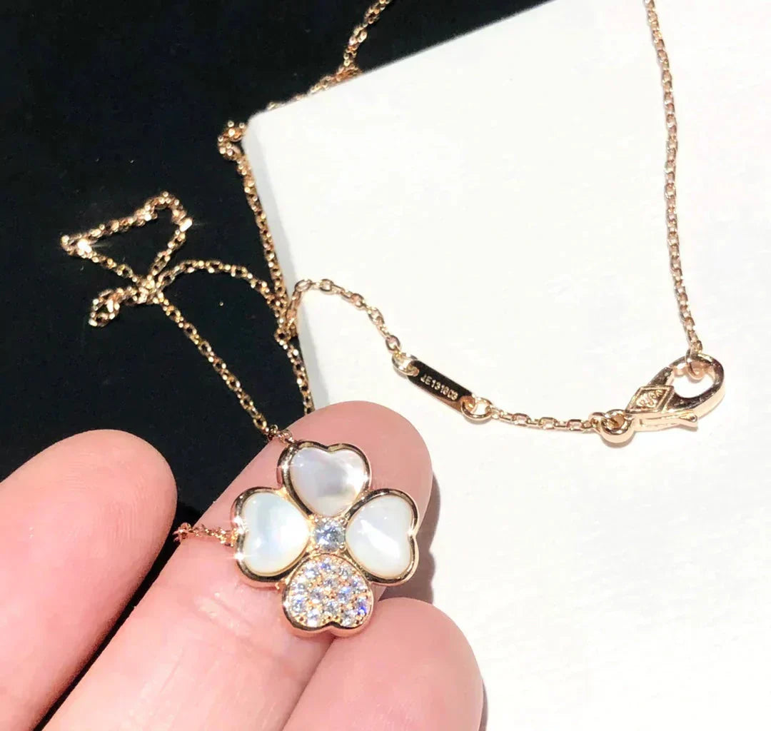 [Lucky Star]CLOVER MOP DIAMOND ROSE GOLD NECKLACE