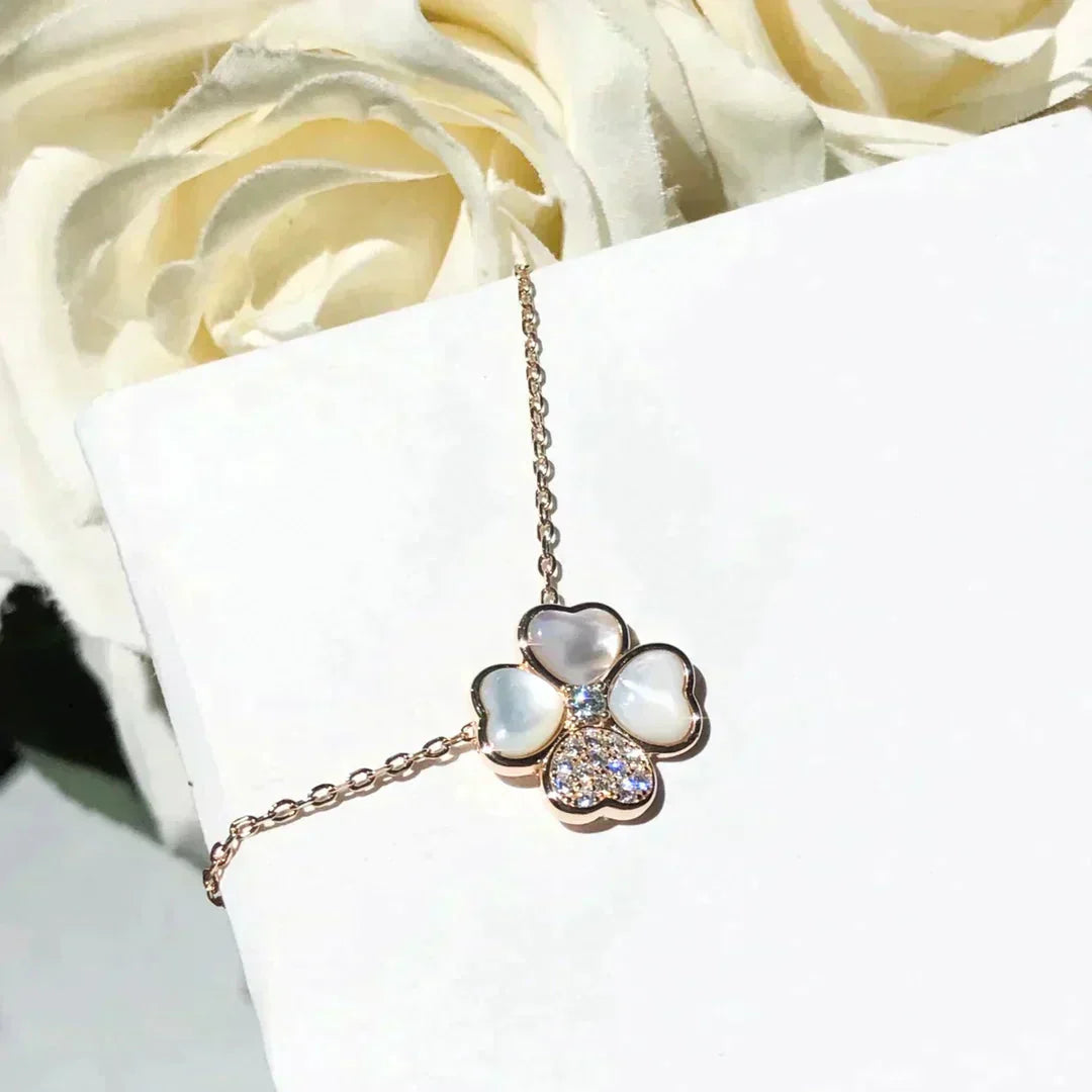 [Lucky Star]CLOVER MOP DIAMOND ROSE GOLD NECKLACE