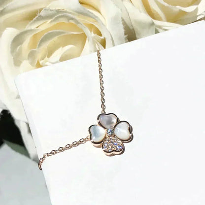 [Lucky Star]CLOVER MOP DIAMOND ROSE GOLD NECKLACE