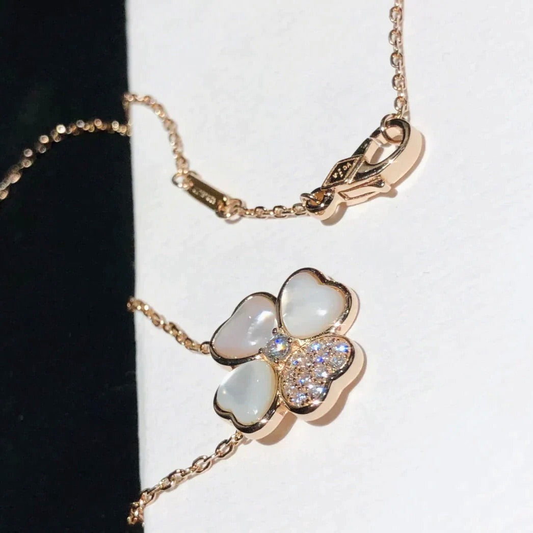 [Lucky Star]CLOVER MOP DIAMOND ROSE GOLD NECKLACE
