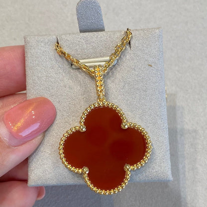 [Lucky Star]CLOVER 25MM NECKLACE GOLD CARNELIAN