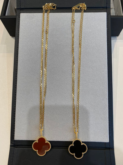 [Lucky Star]CLOVER 25MM NECKLACE GOLD CARNELIAN
