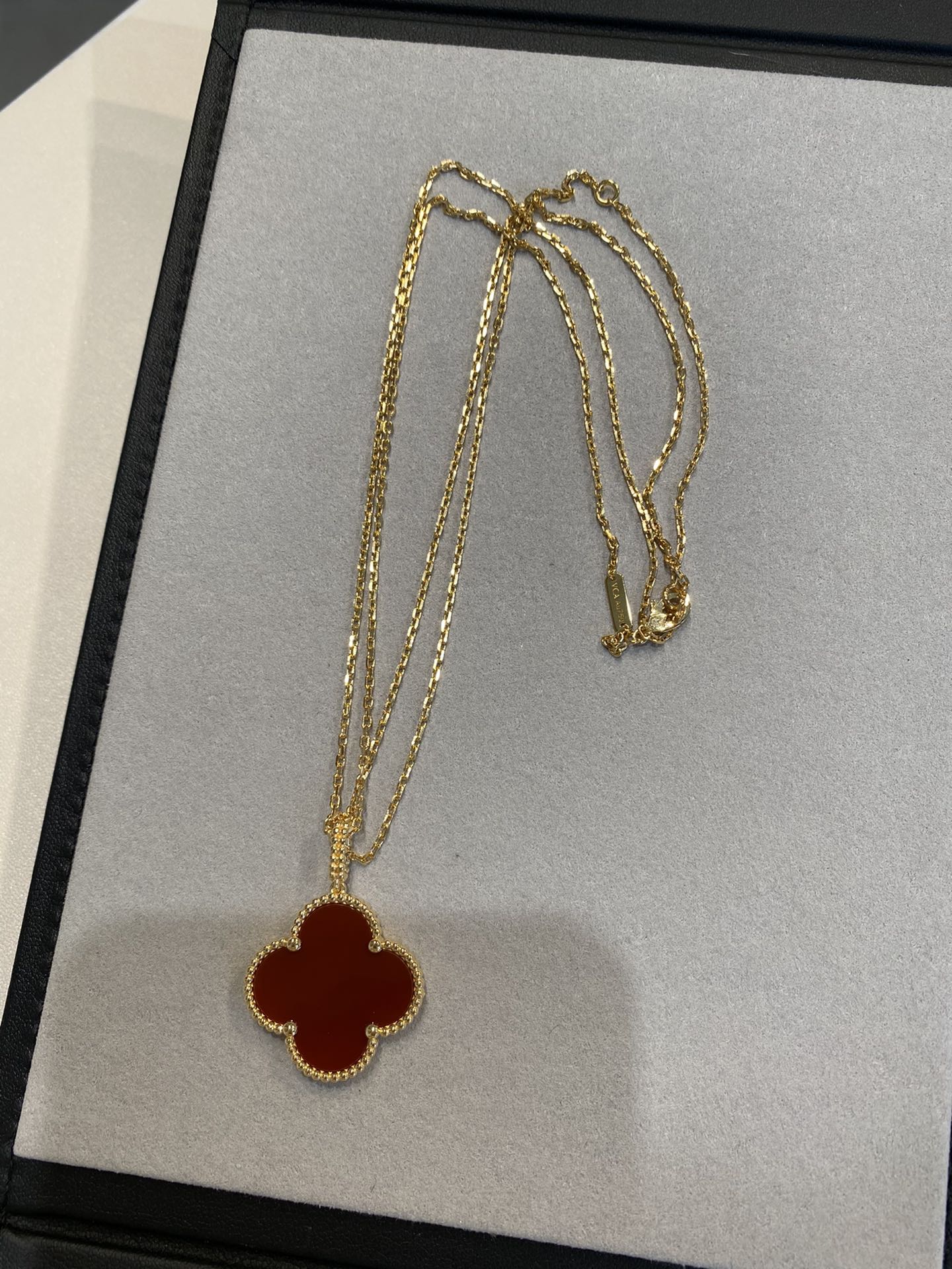 [Lucky Star]CLOVER 25MM NECKLACE GOLD CARNELIAN