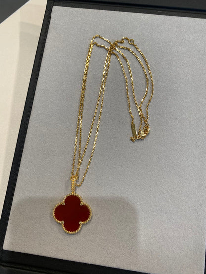 [Lucky Star]CLOVER 25MM NECKLACE GOLD CARNELIAN
