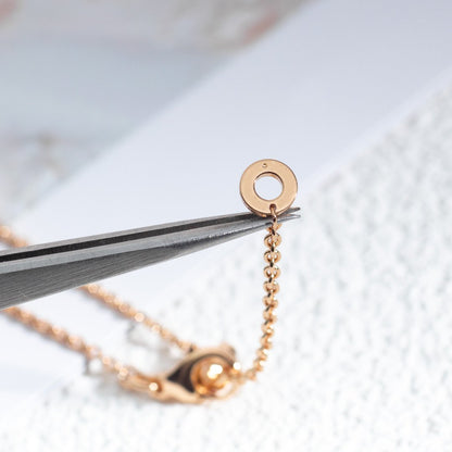 [Lucky Star]ZERO 1 WHITE CERAMIC PINK GOLD DIAMOND NECKLACE
