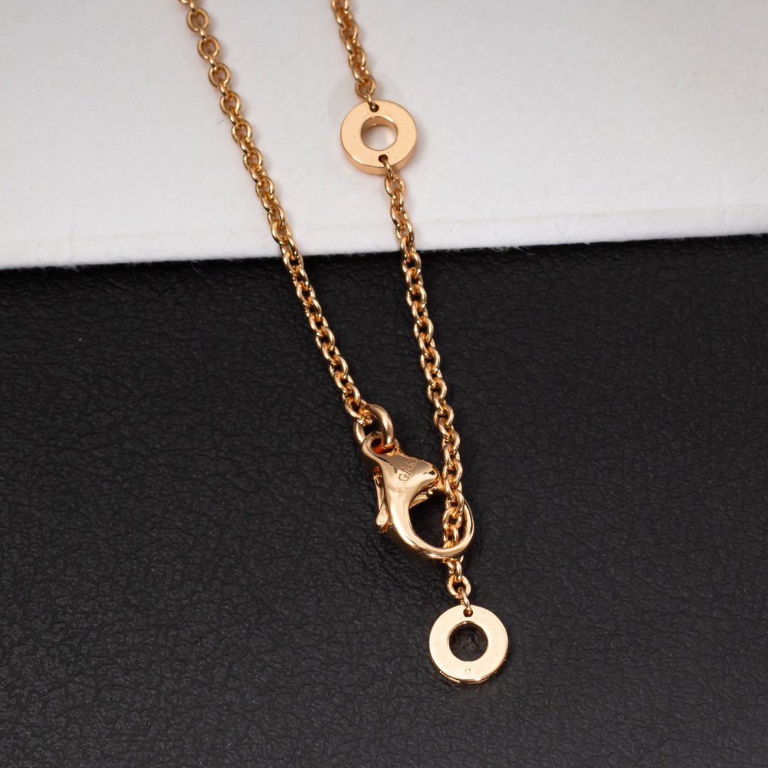 [Lucky Star]ZERO 1 WHITE CERAMIC PINK GOLD DIAMOND NECKLACE