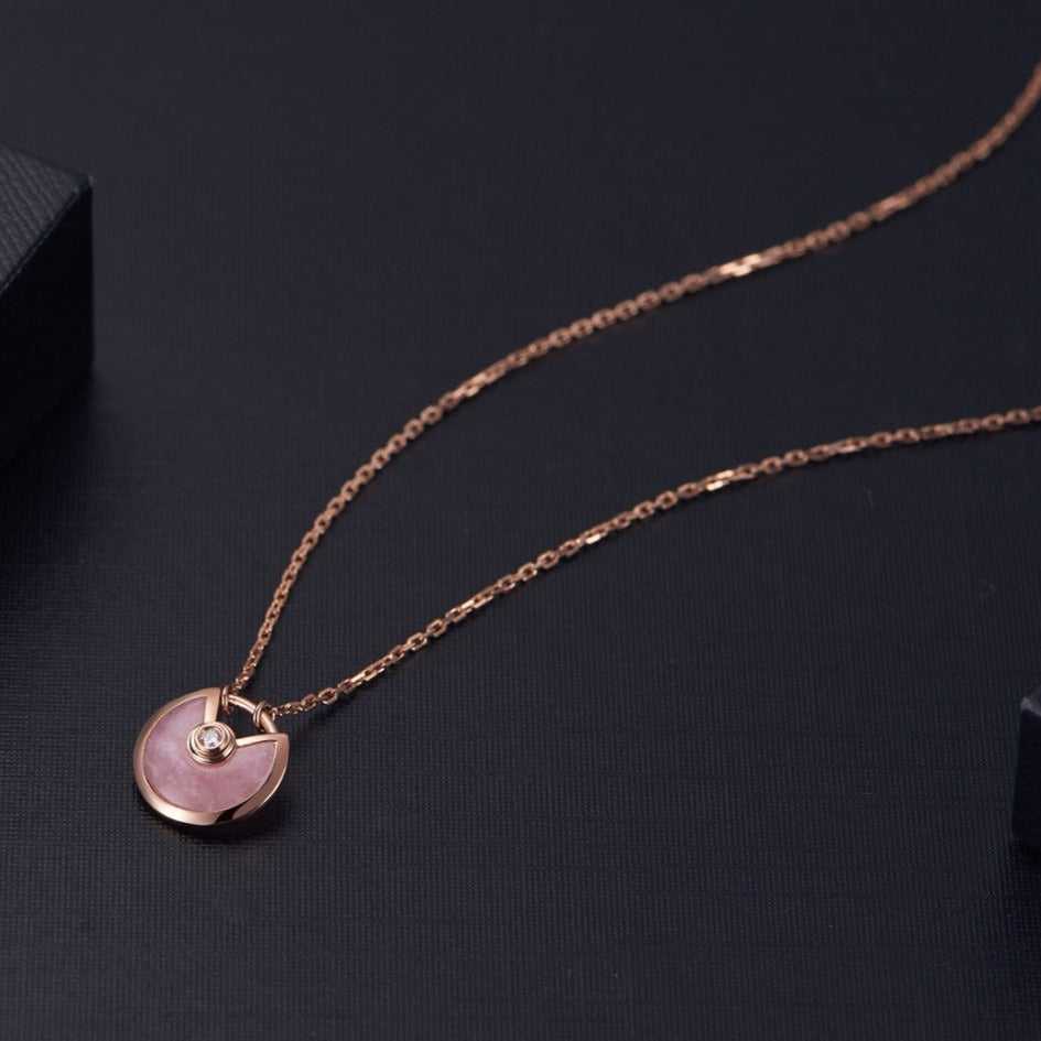[Lucky Star]AMULETTE ROSE GOLD PINK MOP NECKLACE
