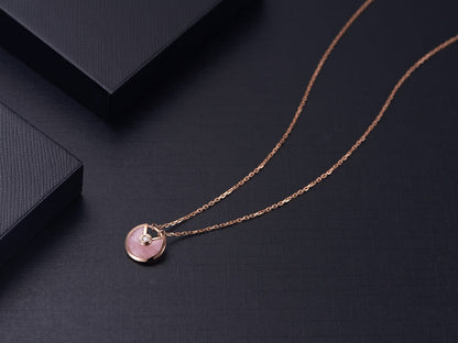 [Lucky Star]AMULETTE ROSE GOLD PINK MOP NECKLACE