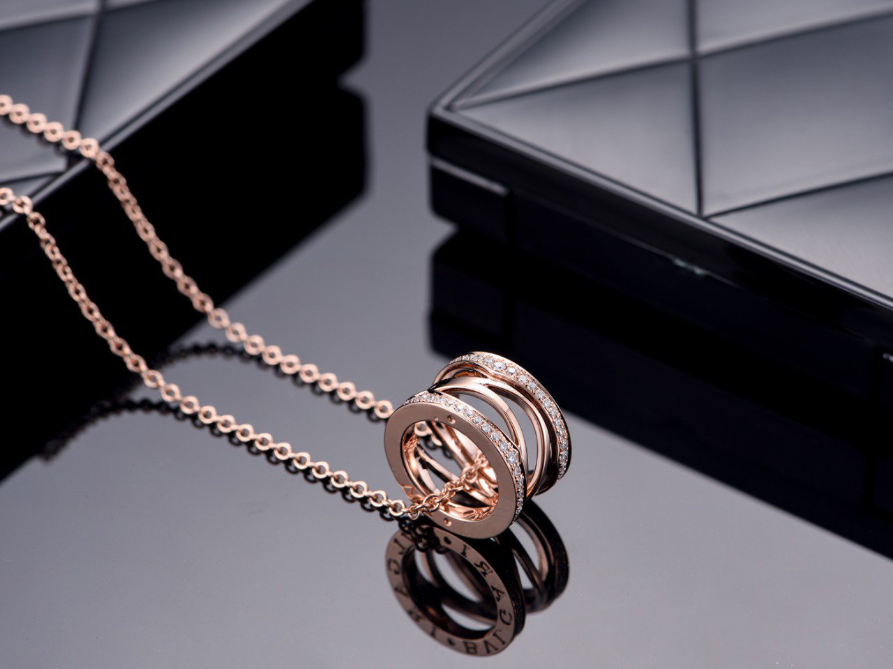 [Lucky Star]ZERO 1 PINK GOLD DIAMOND OPEN NECKLACE