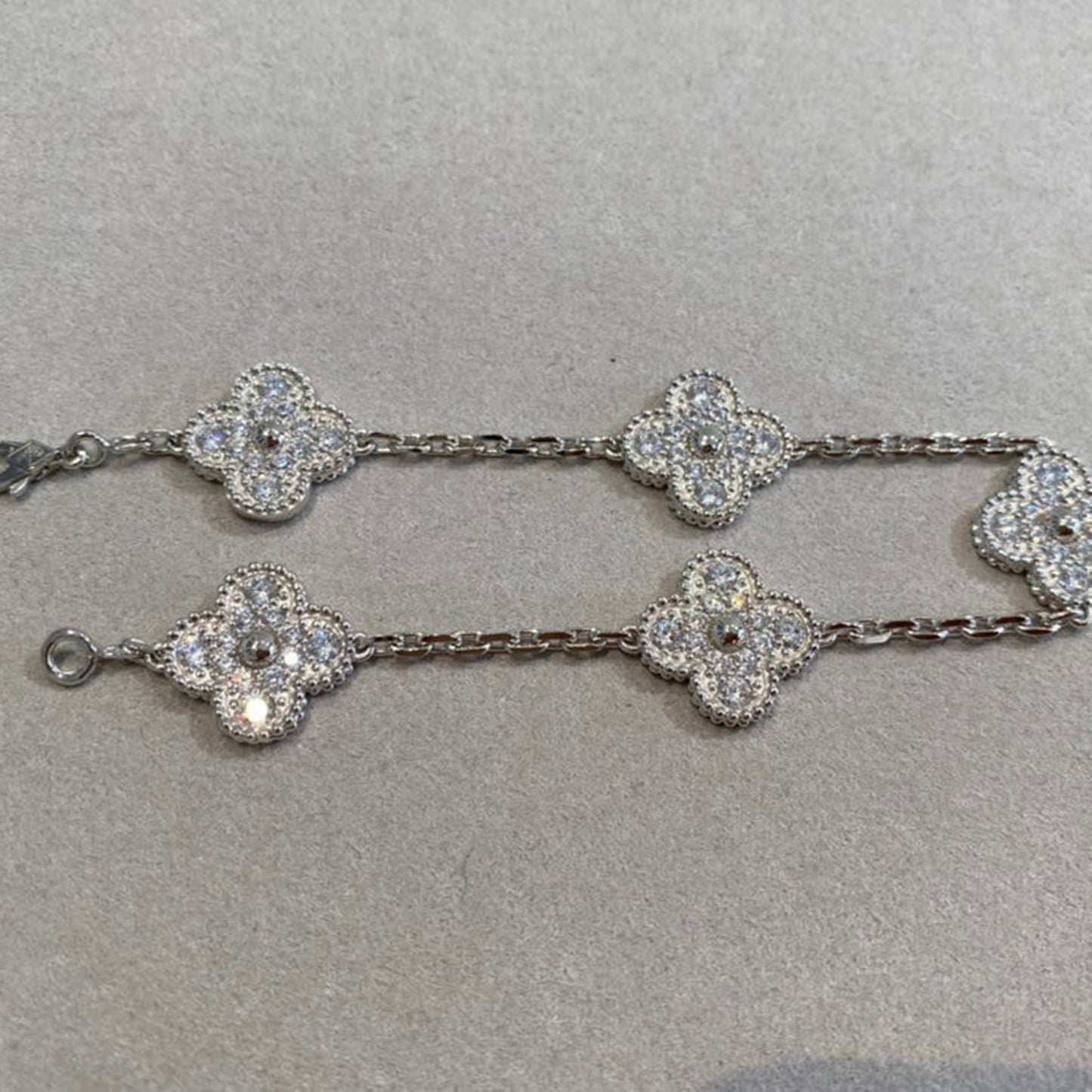 [Lucky Star]CLOVER 5 MOTIFS  DIAMOND BRACELET SILVER