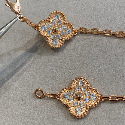 [Lucky Star]CLOVER 5 MOTIFS  FULL DIAMOND BRACELET