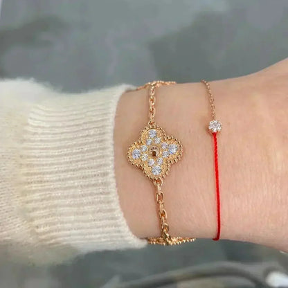 [Lucky Star]CLOVER 5 MOTIFS  FULL DIAMOND BRACELET