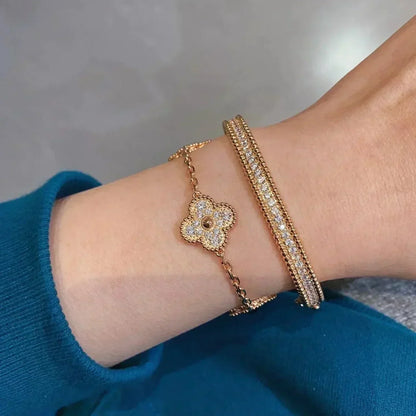 [Lucky Star]CLOVER 5 MOTIFS  FULL DIAMOND BRACELET