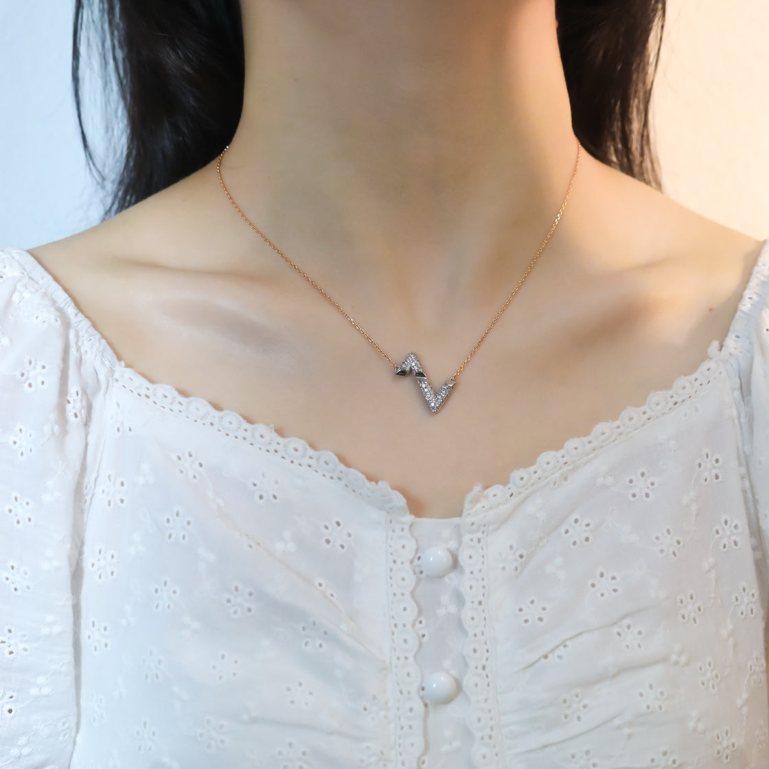 [Lucky Star]VOLT SILVER DIAMOND PEDANT NECKLACE