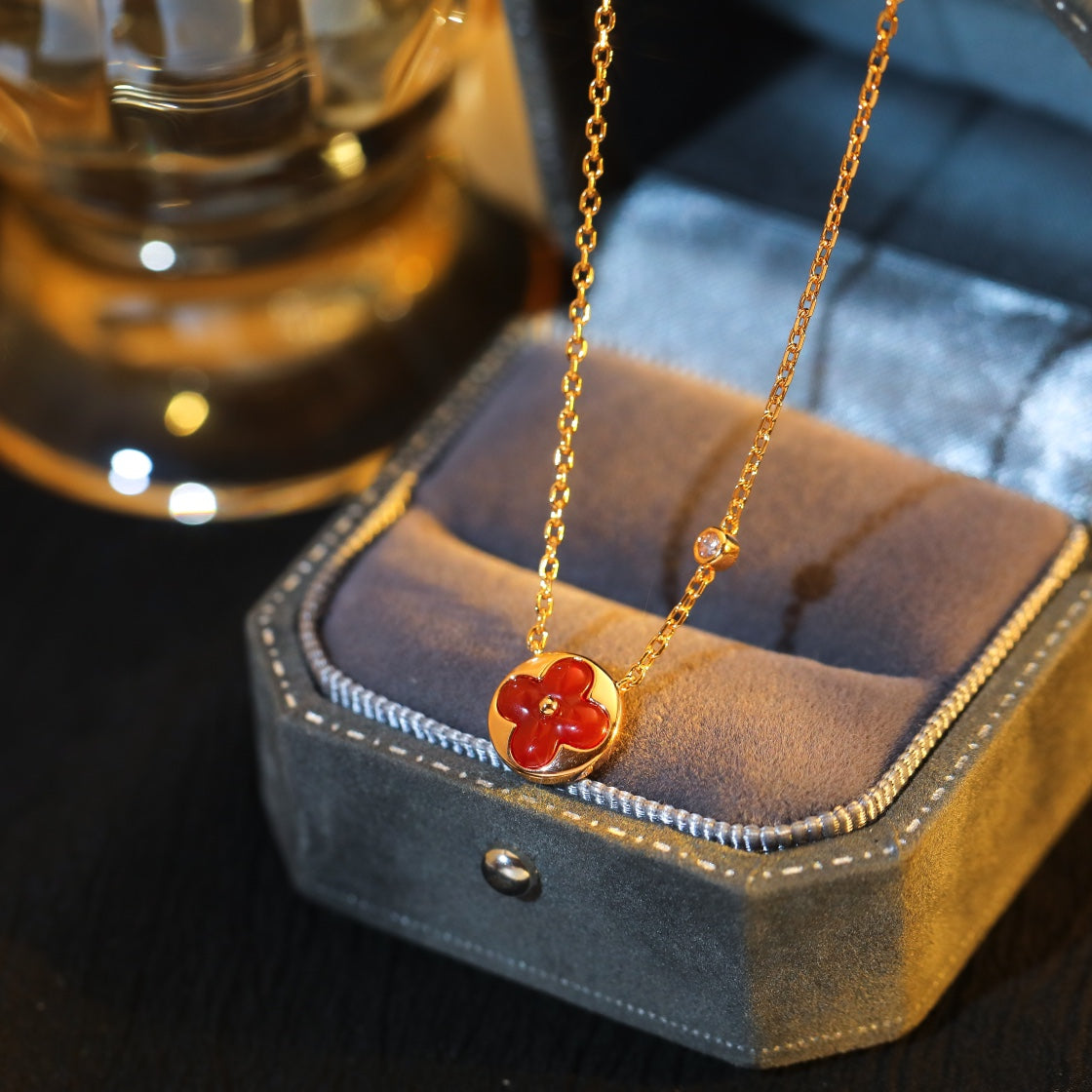 [Lucky Star]SUN PEDANT PINK GOLD 1 DIAMOND NECKLACE
