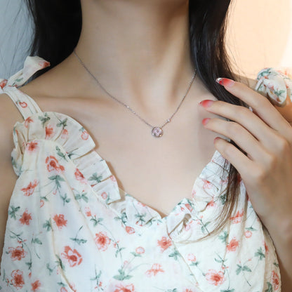 [Lucky Star]SUN PEDANT PINK GOLD 1 DIAMOND NECKLACE