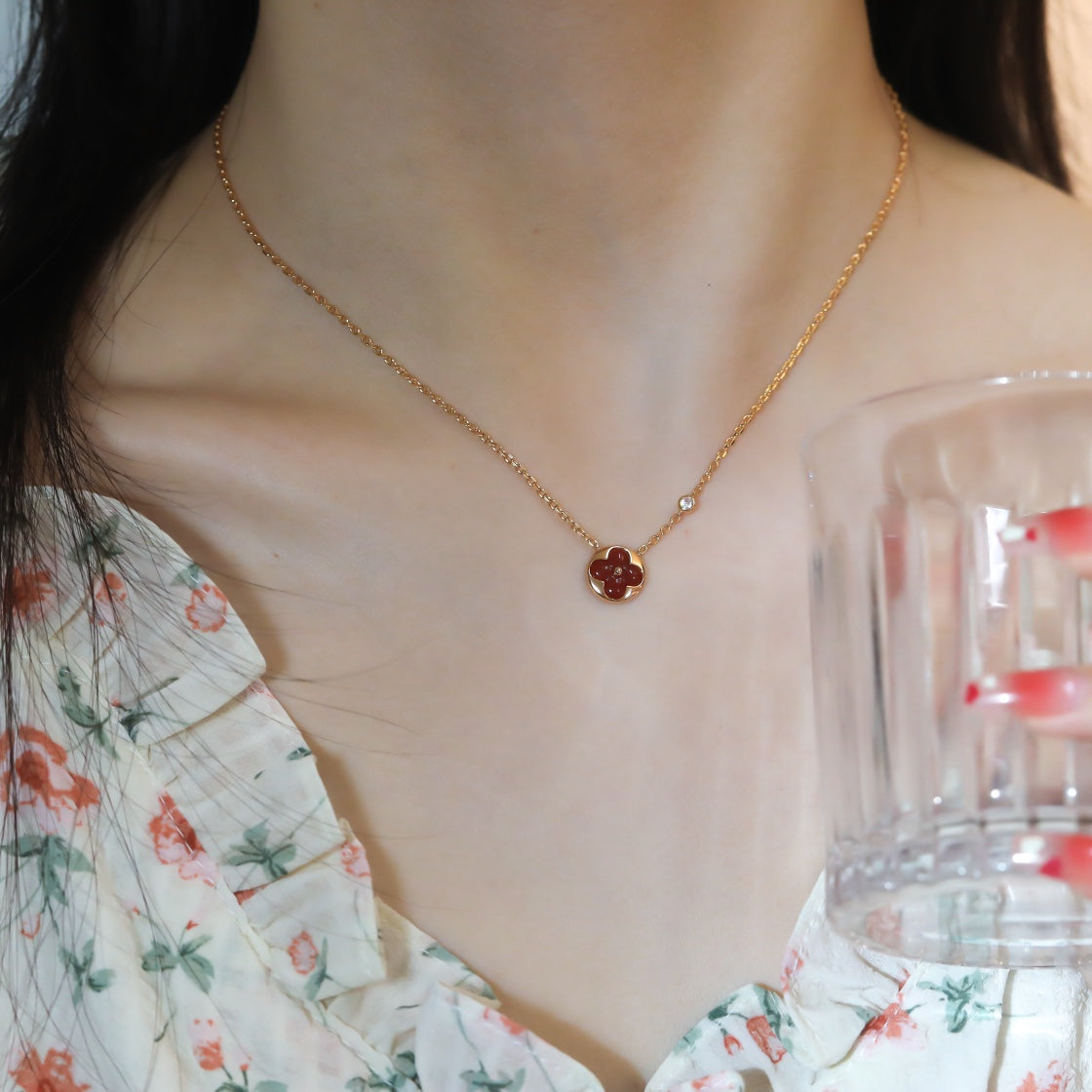 [Lucky Star]SUN PEDANT PINK GOLD 1 DIAMOND NECKLACE