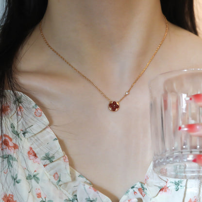 [Lucky Star]SUN PEDANT PINK GOLD 1 DIAMOND NECKLACE