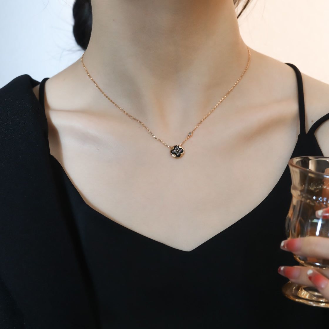 [Lucky Star]SUN PEDANT PINK GOLD 1 DIAMOND NECKLACE