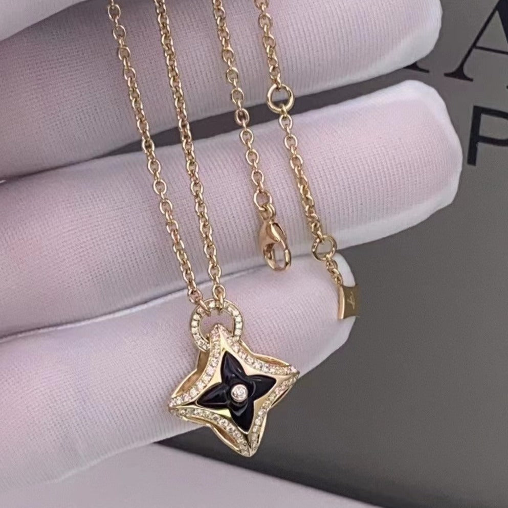 [Lucky Star]STAR PEDANT PINK GOLD DIAMOND NECKLACE