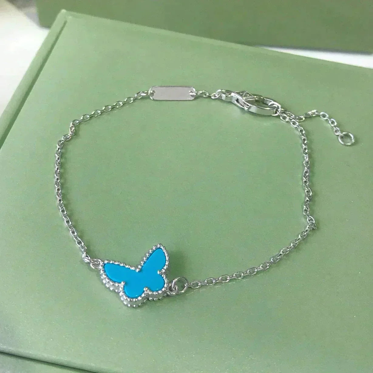 [Lucky Star]BUTTERFLY TURQUOISE BUTTERFLY BRACELET SILVER