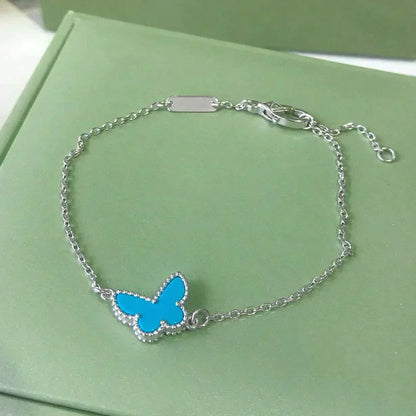 [Lucky Star]BUTTERFLY TURQUOISE BUTTERFLY BRACELET SILVER