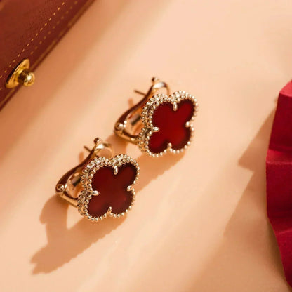 [Lucky Star]CLOVER MEDIUM 1 MOTIFS CARNELIAN  EARRINGS