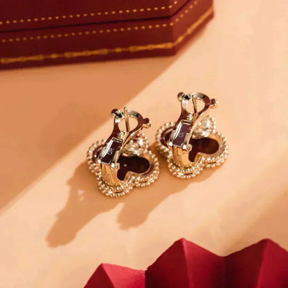 [Lucky Star]CLOVER MEDIUM 1 MOTIFS CARNELIAN  EARRINGS