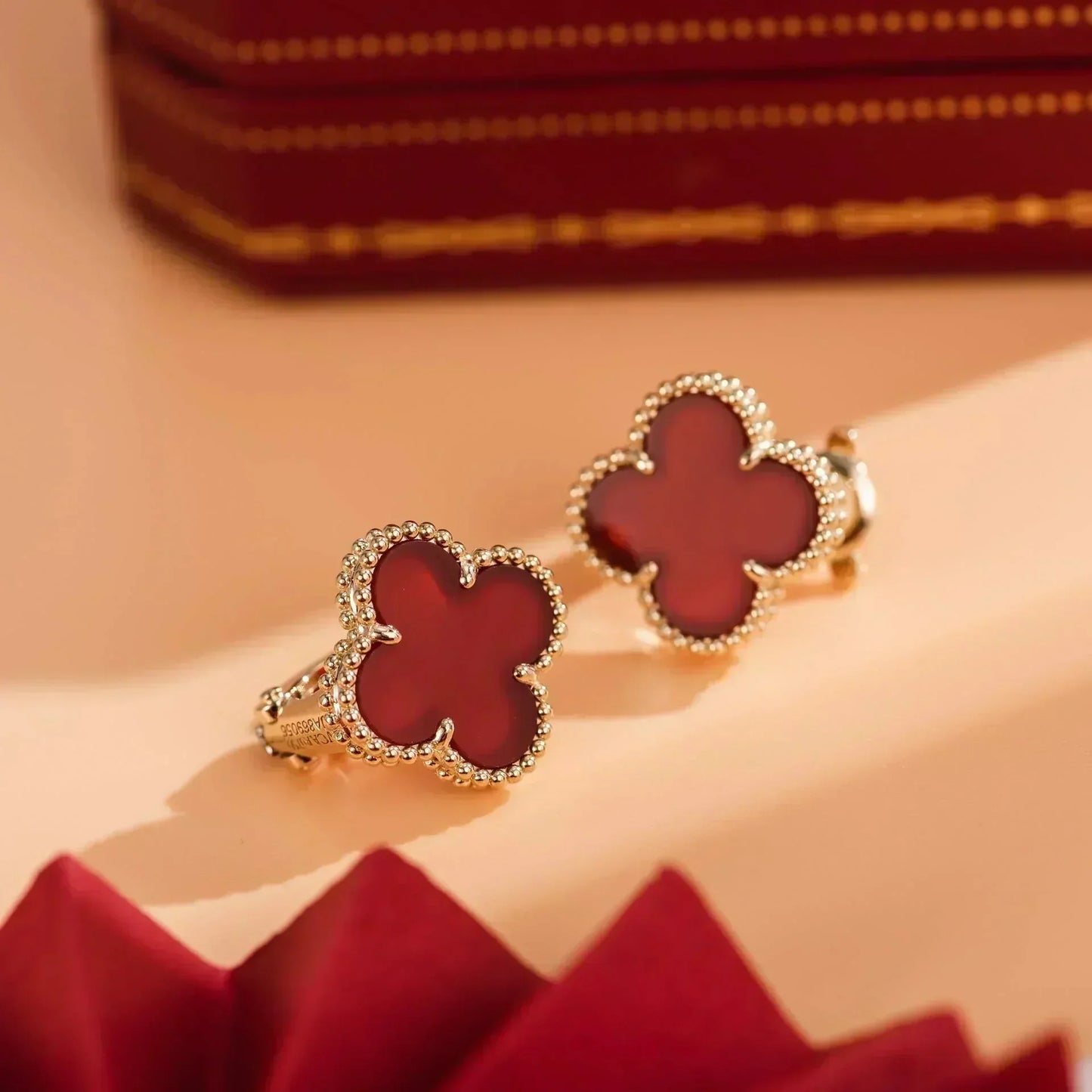 [Lucky Star]CLOVER MEDIUM 1 MOTIFS CARNELIAN  EARRINGS