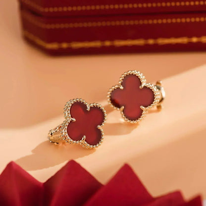 [Lucky Star]CLOVER MEDIUM 1 MOTIFS CARNELIAN  EARRINGS