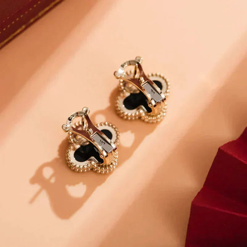 [Lucky Star]CLOVER MEDIUM 1 MOTIFS  ONYX STUD EARRINGS