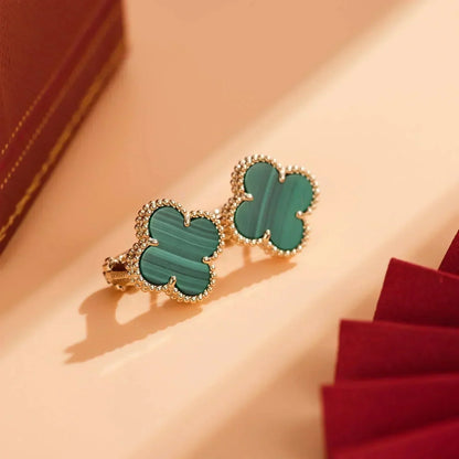 [Lucky Star]CLOVER MEDIUM 1 MOTIFS MALACHITE  EARRINGS