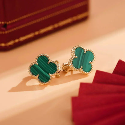 [Lucky Star]CLOVER MEDIUM 1 MOTIFS MALACHITE  EARRINGS