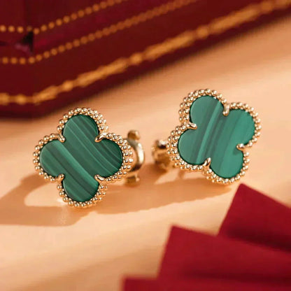 [Lucky Star]CLOVER MEDIUM 1 MOTIFS MALACHITE  EARRINGS