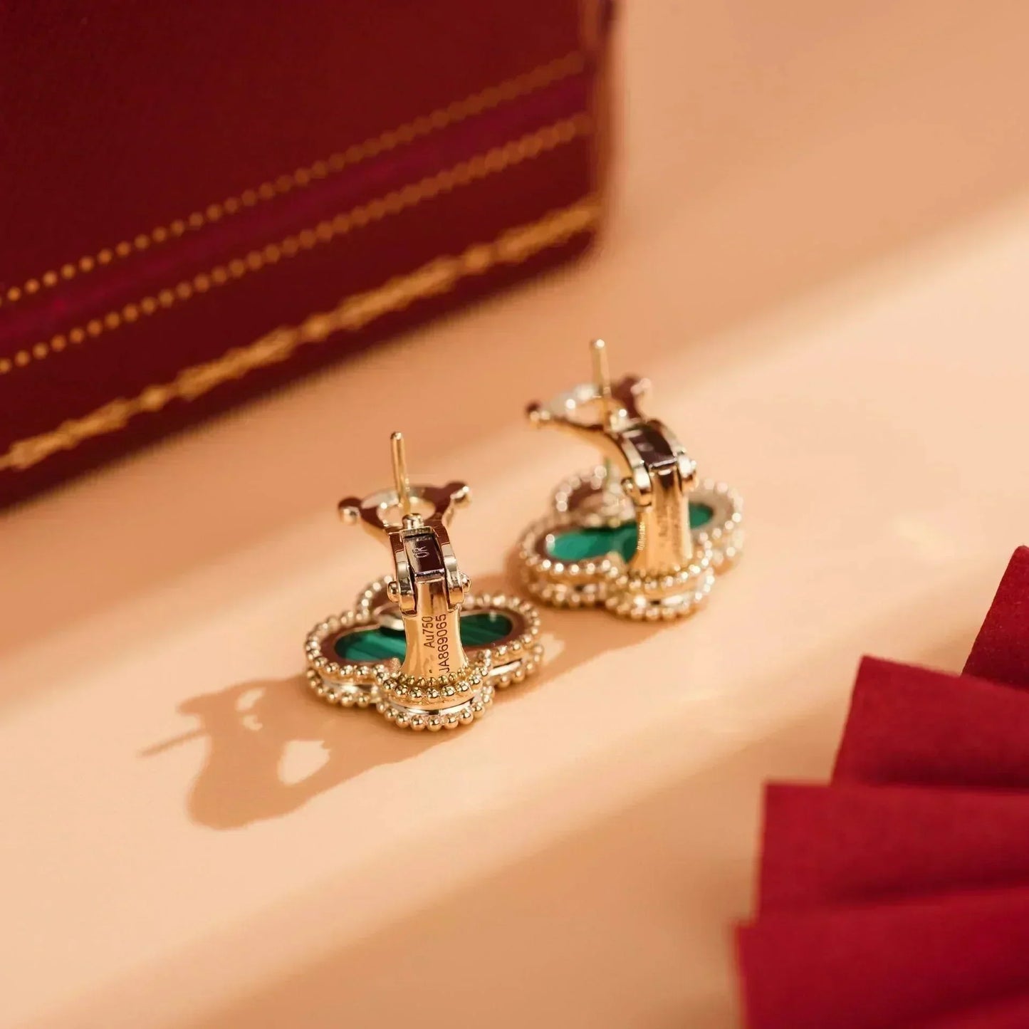 [Lucky Star]CLOVER MEDIUM 1 MOTIFS MALACHITE  EARRINGS