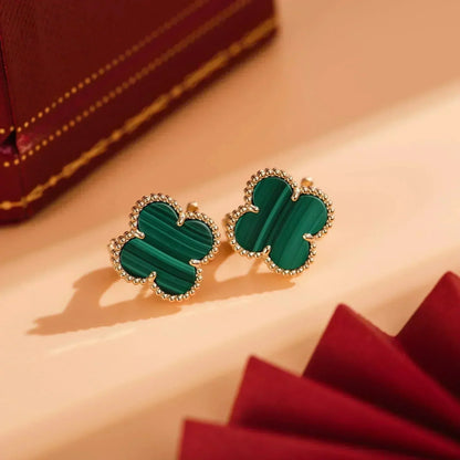 [Lucky Star]CLOVER MEDIUM 1 MOTIFS MALACHITE  EARRINGS