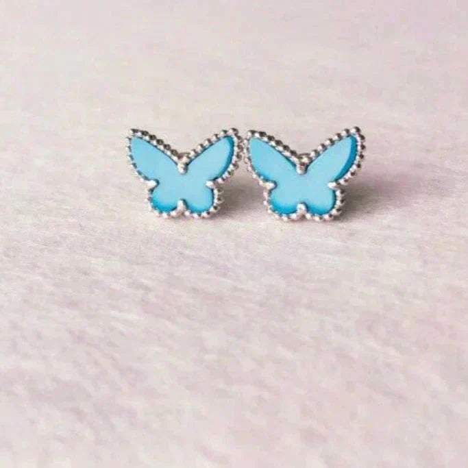 [Lucky Star]BUTTERFLY TURQUOISE EARRINGS SILVER