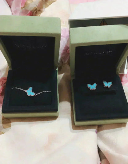 [Lucky Star]BUTTERFLY TURQUOISE EARRINGS SILVER