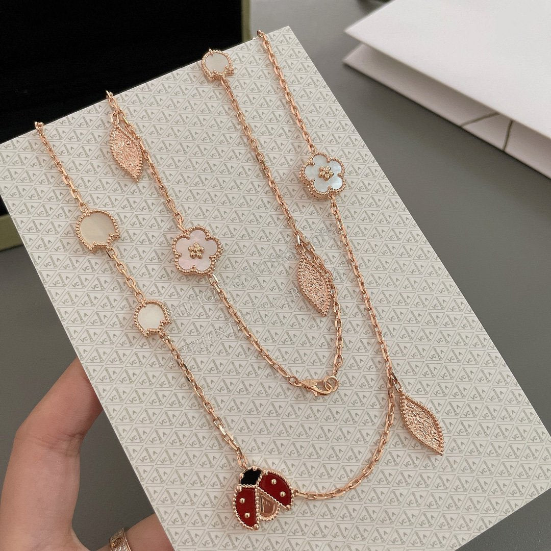 [Lucky Star]LUCKY SPRING 15 MOTIFS ROSE GOLD NECKLACE